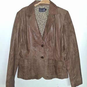 Women's Brown Leather Blazer